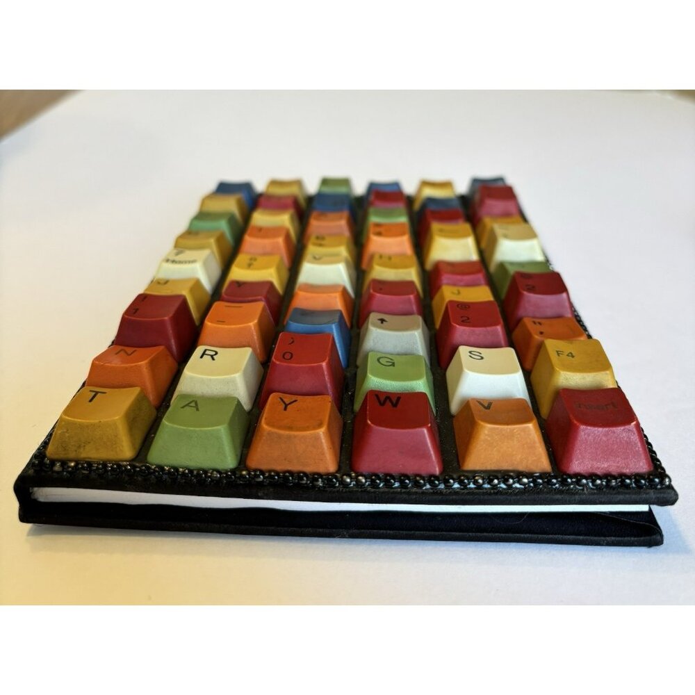 Unique Recycled Computer Key Notebook – 5 x 7 Blank Journal – Multicolor  New